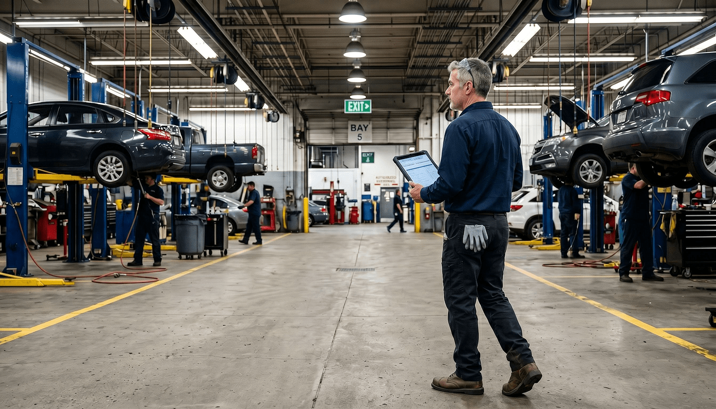 Commercial electrical safety walkthrough inside an auto repair shop – BOLD Electricd BOLD ELECTRIC - Commercial Electrical Inspections in Sherman TX